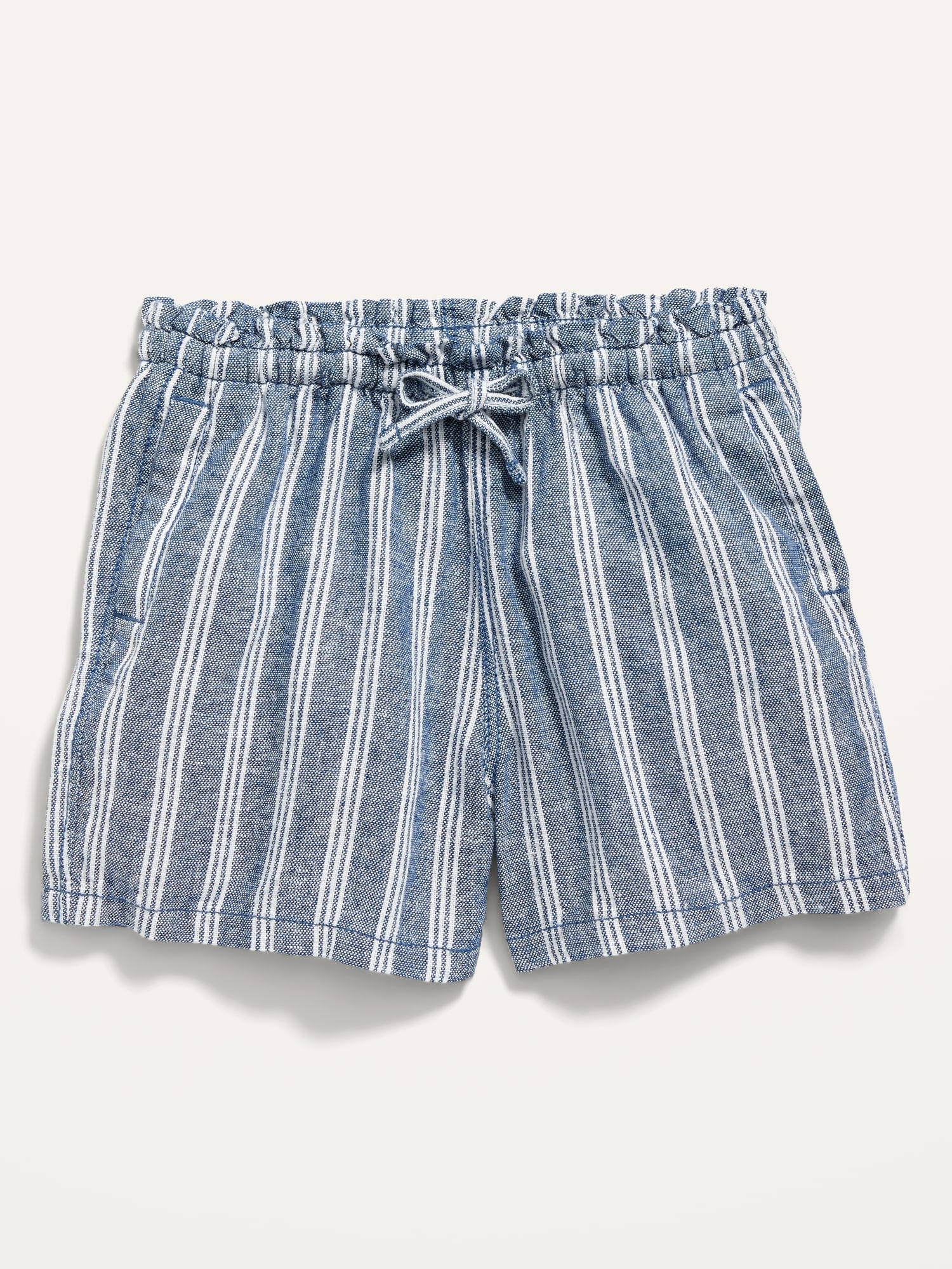 Old Navy Functional Drawstring Linen-Blend Paperbag-Waist Pull-On Shorts for Toddler Girls blue. 1