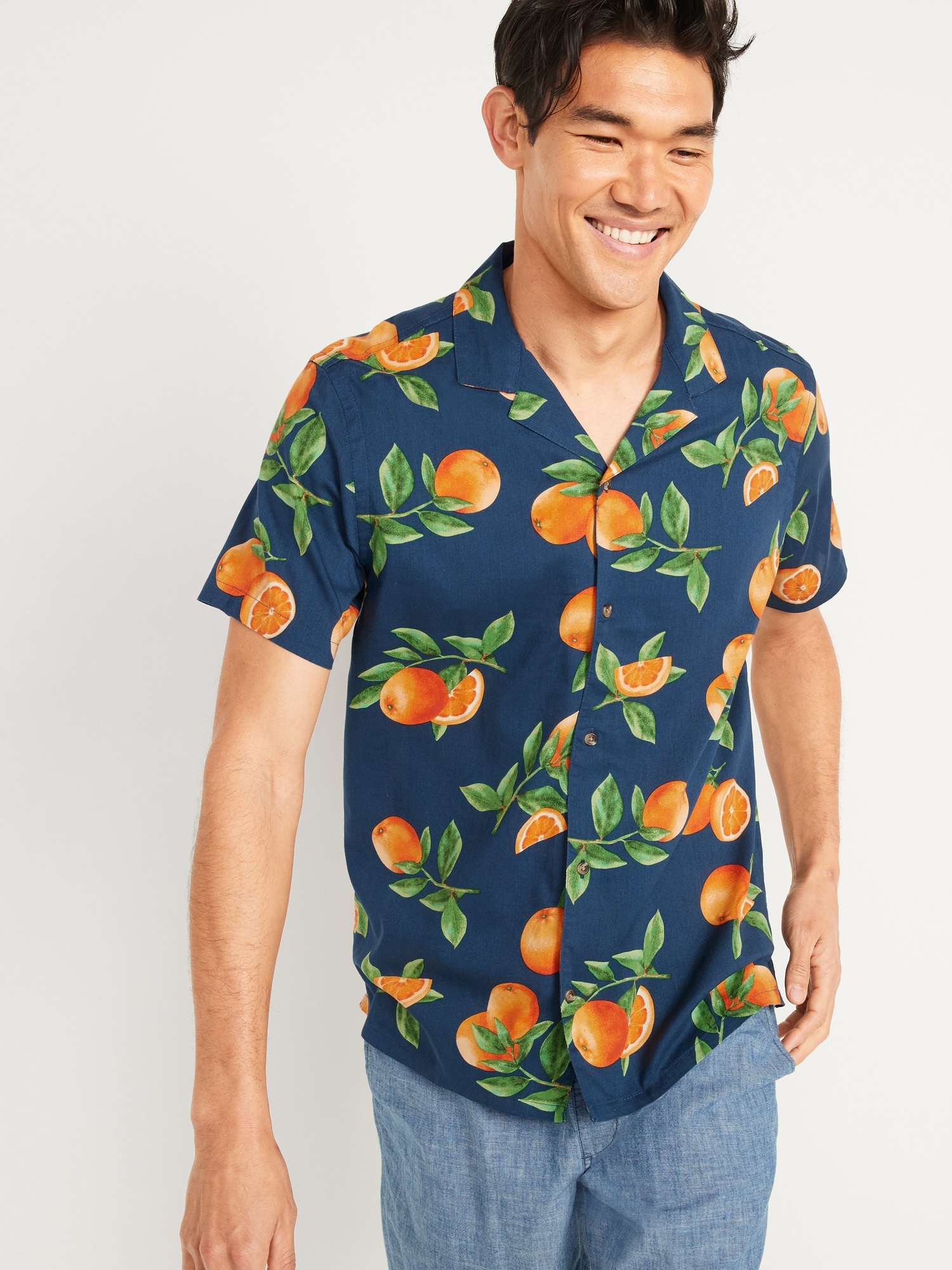 Printed Short Sleeve Camp Shirt Old Navy