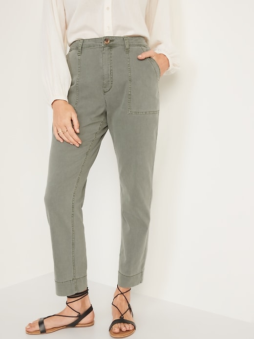 Image number 1 showing, High-Waisted Straight Canvas Workwear Pants