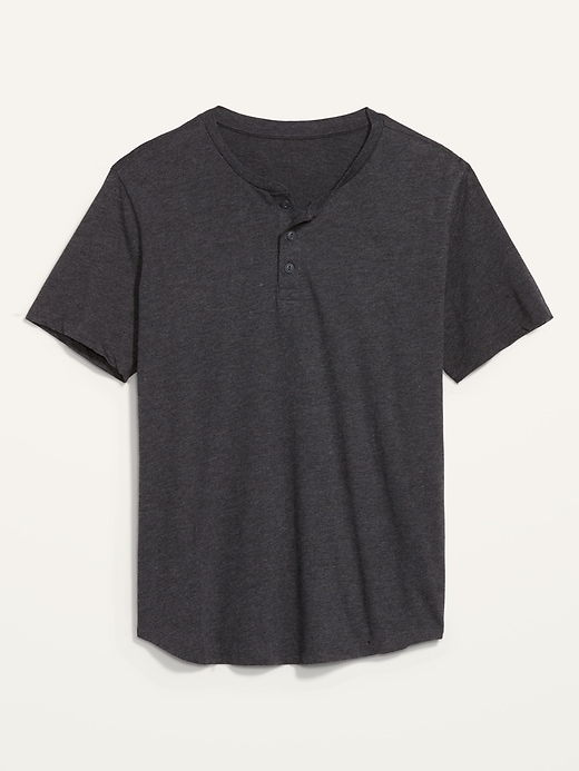 View large product image 1 of 1. Curved Hem Short-Sleeve Henley T-Shirt
