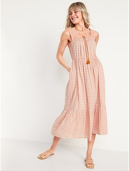 Sleeveless Waist-Defined Embroidered Clip-Dot Maxi Dress for Women
