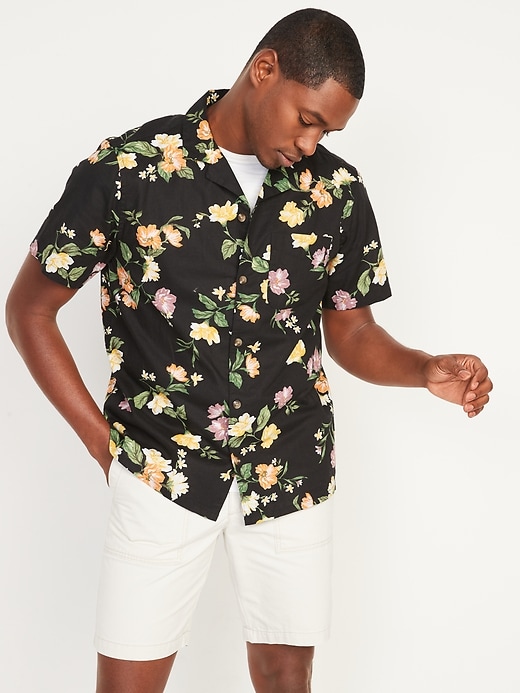 Old Navy Floral Linen-Blend Camp Shirt for Men. 1