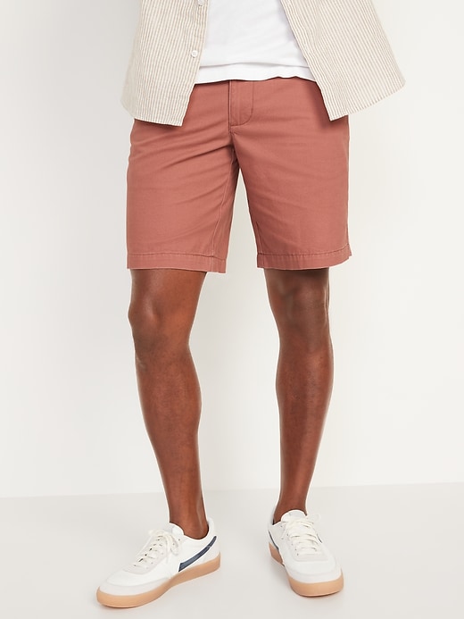Image number 1 showing, Straight Lived-In Khaki Non-Stretch Shorts - 9-inch inseam