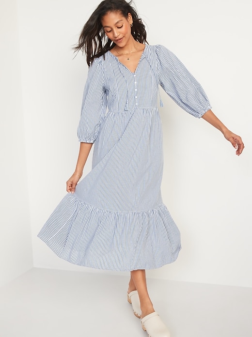 Image number 1 showing, 3/4-Sleeve All-Day Maxi Swing Dress