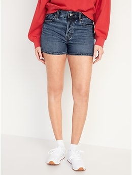 High-Waisted Button-Fly Slouchy Straight Non-Stretch Jean Shorts