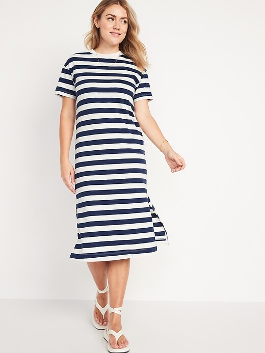 Vintage Striped T-Shirt Midi Shift Dress | Old Navy