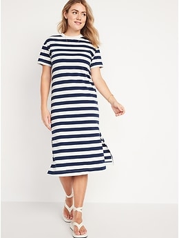 Vintage Striped T Shirt Midi Shift Dress Old Navy