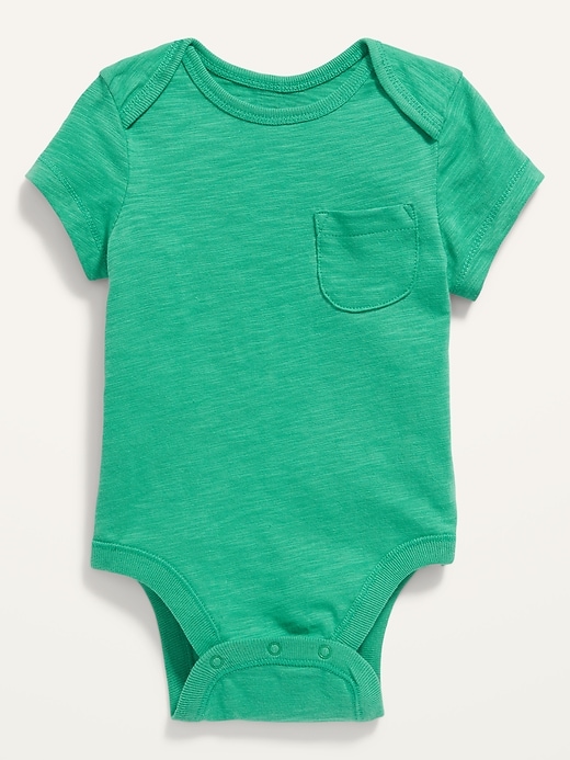 View large product image 1 of 1. Unisex Slub-Knit Pocket Bodysuit for Baby