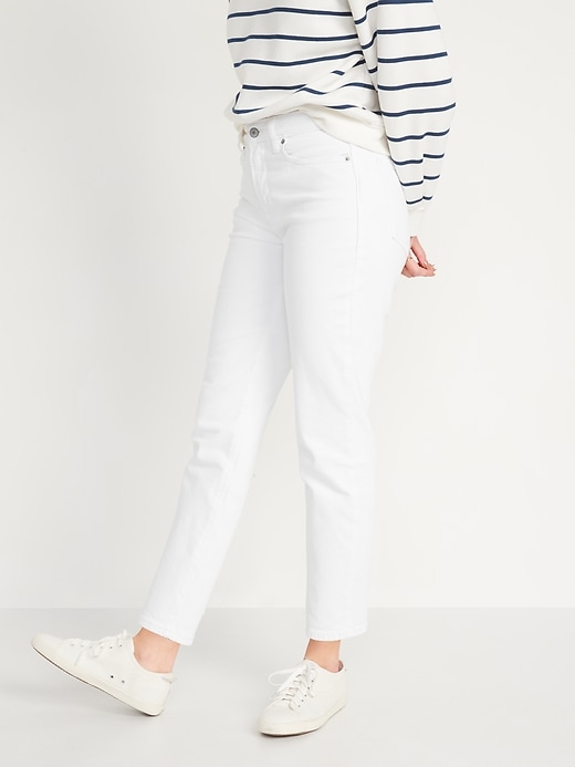 Image number 1 showing, High-Waisted O.G. Straight White Ankle Jeans for Women