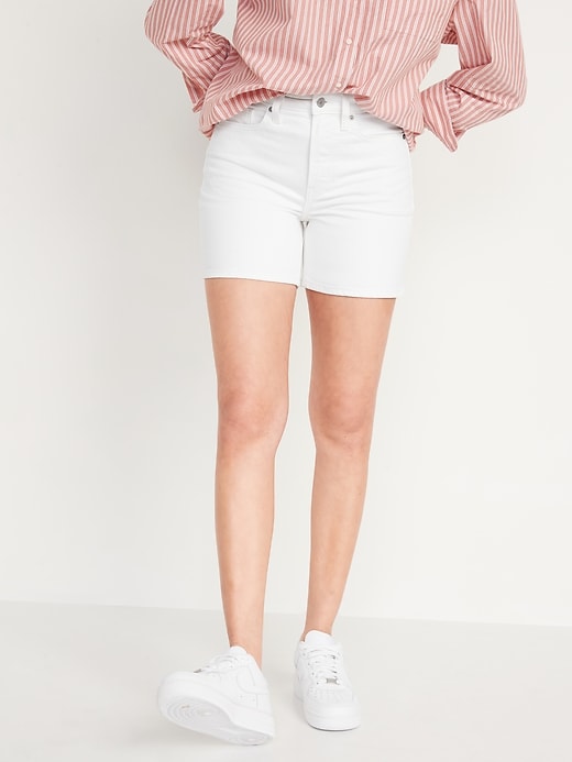 Oldnavy High-Waisted O.G. Straight White Cuffed Jean Shorts for Women -- 3-inch inseam