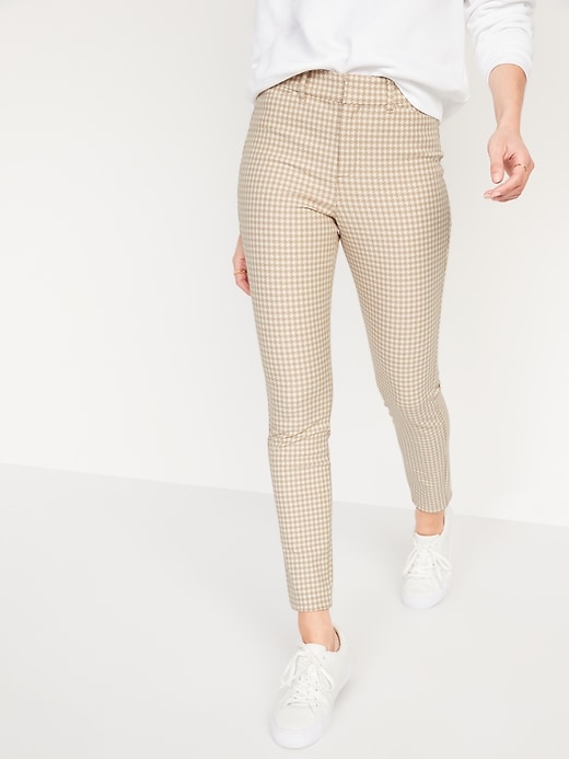 Image number 1 showing, High-Waisted Houndstooth Pixie Skinny Pants for Women