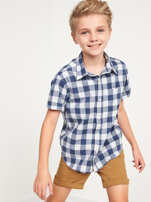 View large product image 1 of 4. Gingham Built-In Flex Short-Sleeve Shirt for Boys