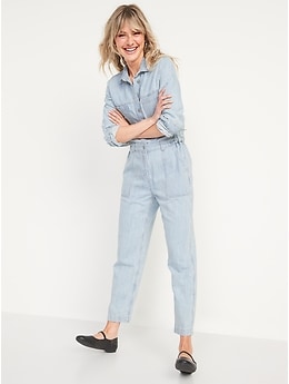 Railroad Stripe Workwear Jean Jumpsuit for Women | Old Navy