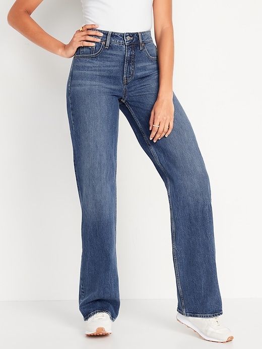 Image number 1 showing, Mid-Rise Wide-Leg Jeans