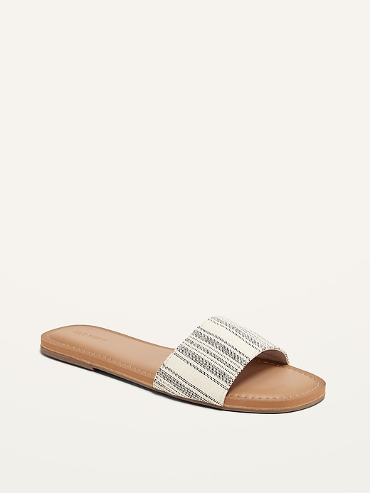 Image number 1 showing, Striped Textile Slide Sandals