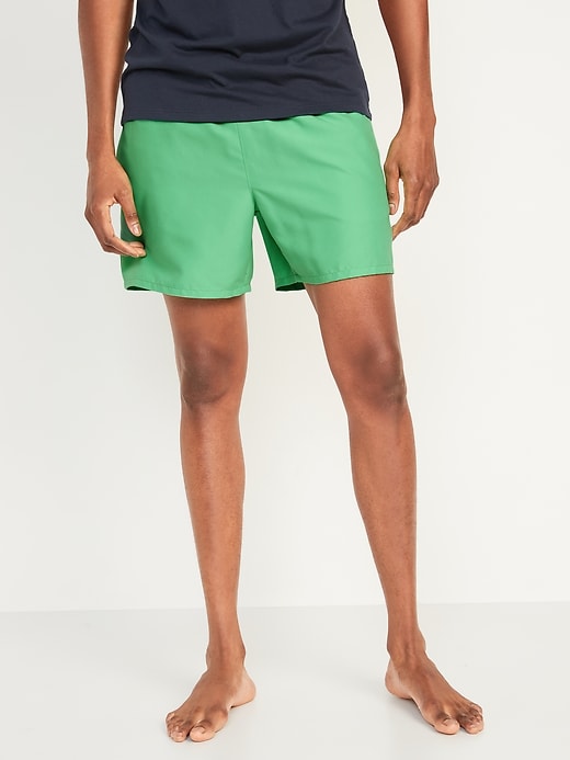 View large product image 1 of 1. Solid-Color Swim Trunks -- 5.5-inch inseam