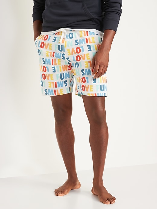 Image number 1 showing, Matching Printed Jersey Pajama Shorts -- 7.5-inch inseam