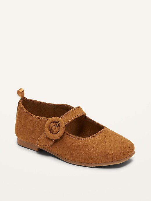 View large product image 1 of 4. Faux-Suede Buckled Ballet Flats for Toddler Girls