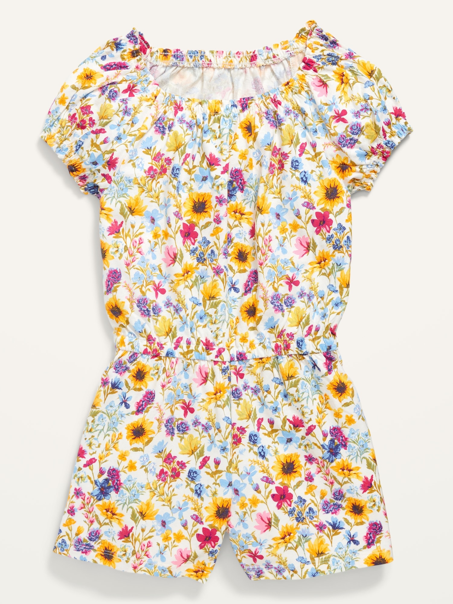Oldnavy Printed Puff-Sleeve Jersey Romper for Girls
