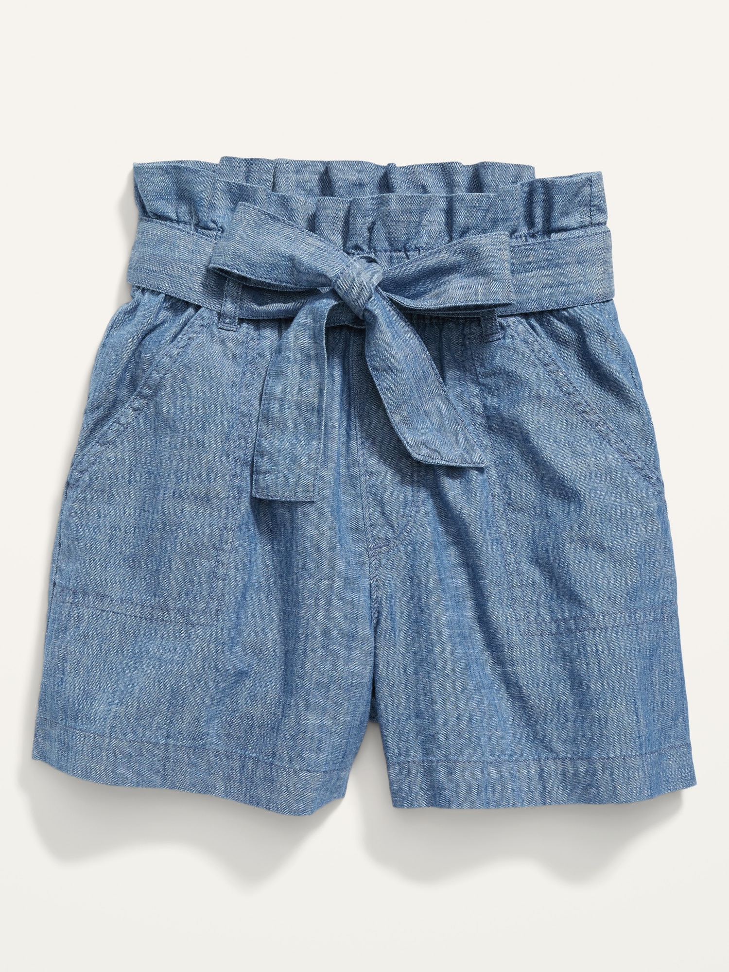 Paperbag-Waist Chambray Utility Shorts for Girls | Old Navy