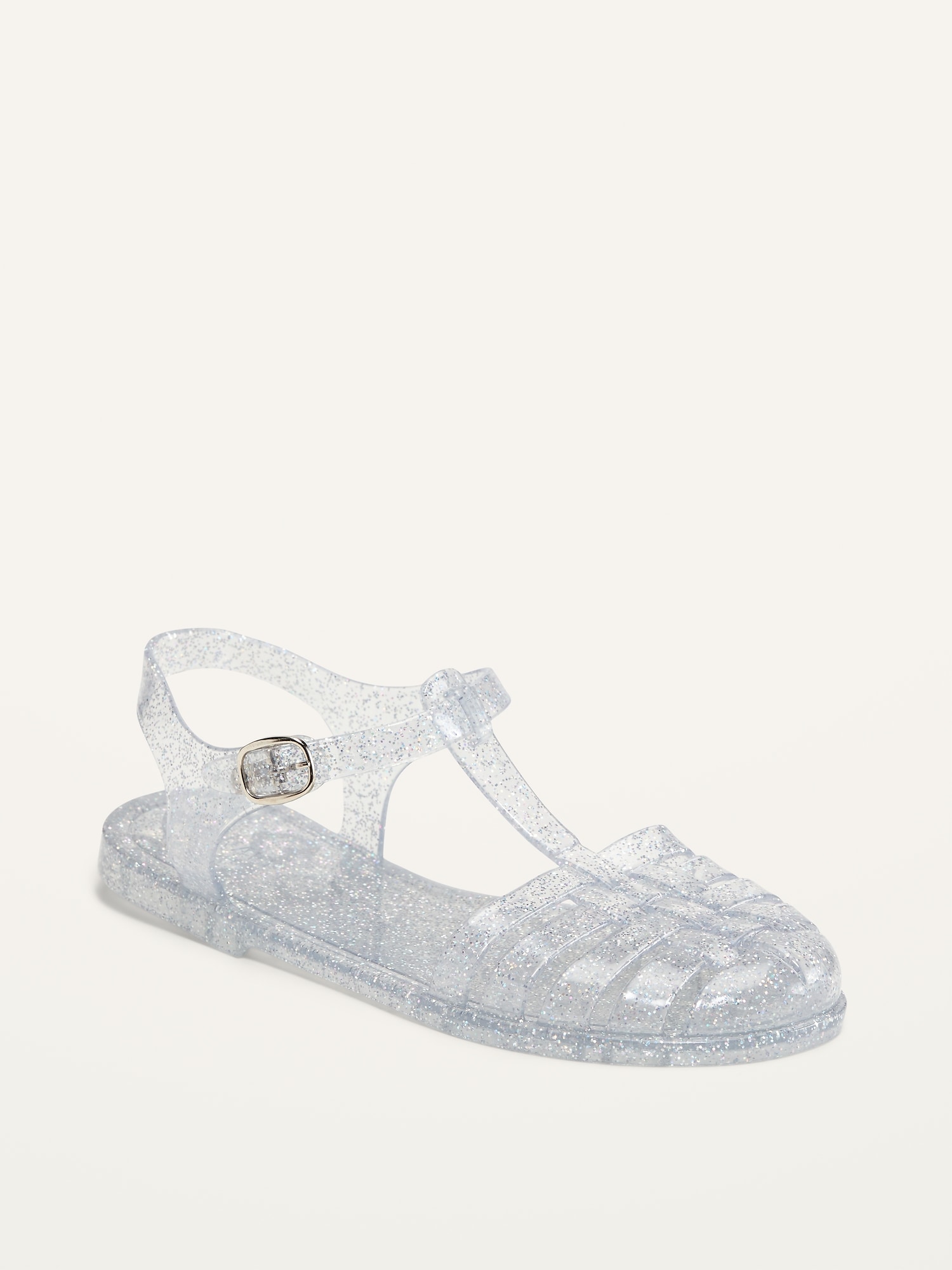 90's Style Multi Glitter Jelly Sandals With Chunky Heel - Broke Dirty Blonde