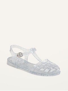 Old Navy Girl's Clear Jelly Basket Sandals Sparkle 10 11 NEW 