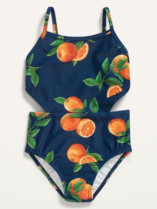 View large product image 1 of 3. Patterned Cut-Out-Waist One-Piece Swimsuit for Girls