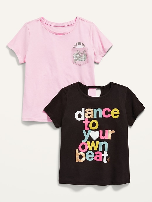 View large product image 1 of 2. 2-Pack Short-Sleeve Graphic T-Shirt for Girls