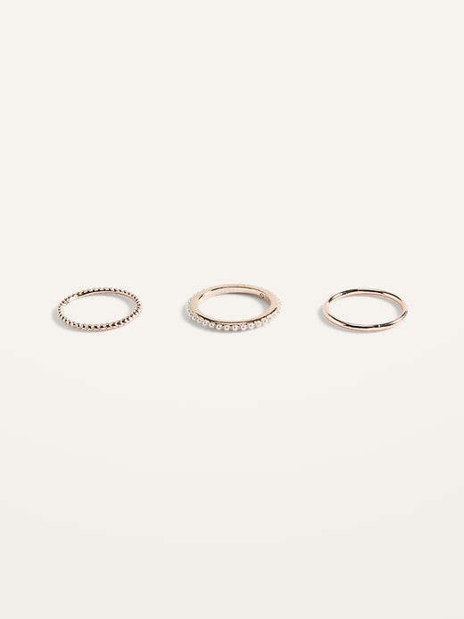 View large product image 1 of 2. Rose Gold-Toned Rings Variety 3-Pack for Women