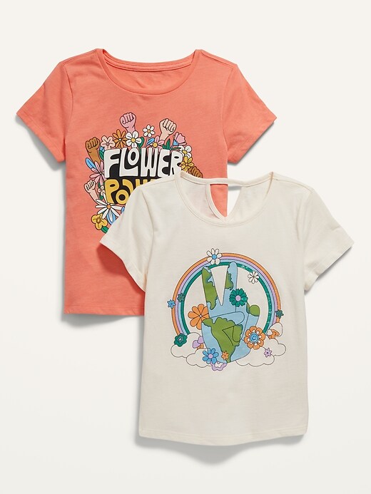 View large product image 1 of 1. 2-Pack Short-Sleeve Graphic T-Shirt for Girls
