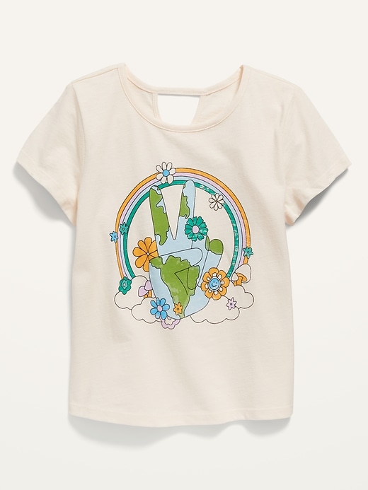 View large product image 1 of 1. Short-Sleeve Graphic Keyhole-Cutout T-Shirt for Girls