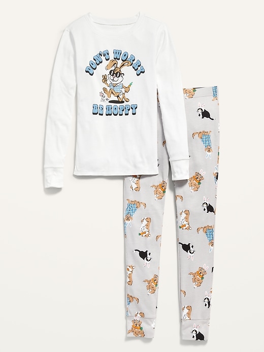 View large product image 1 of 2. Matching Gender-Neutral Printed Snug-Fit Pajama Set for Kids