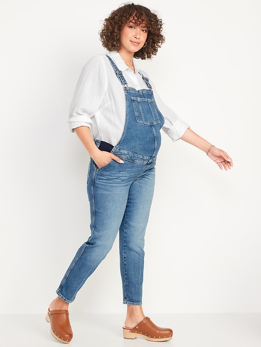 Image number 1 showing, Maternity Side-Panel O.G. Straight Jean Overalls