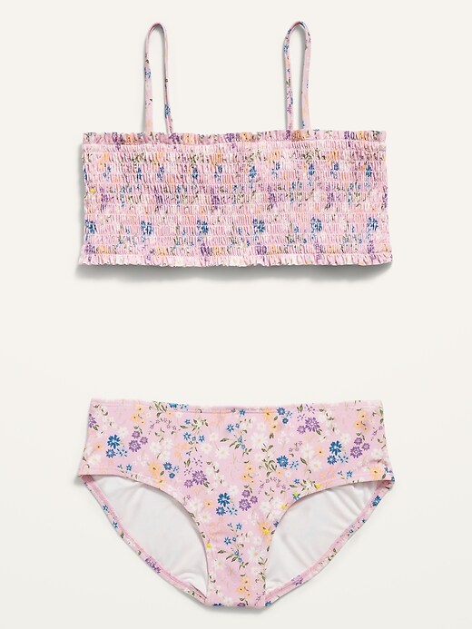 View large product image 1 of 2. Printed Smocked Bandeau Bikini Swim Set for Girls