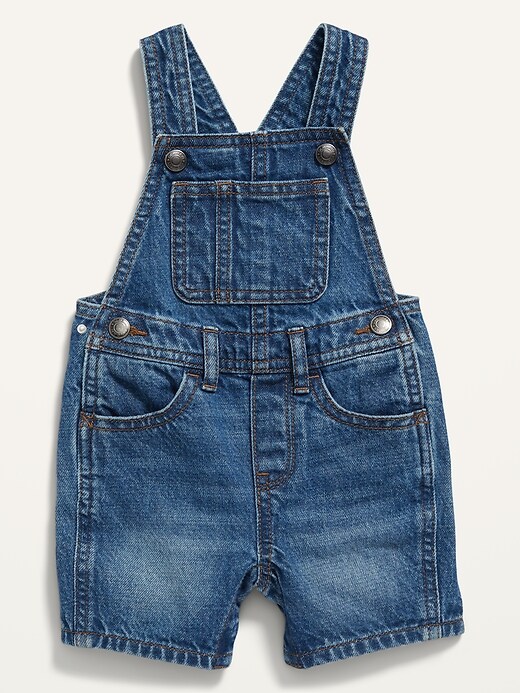 Unisex Dark-Wash Jean Shortalls for Baby | Old Navy