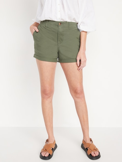 High-Waisted OGC Pull-On Chino Shorts -- 3.5-inch inseam - Alpine Tundra