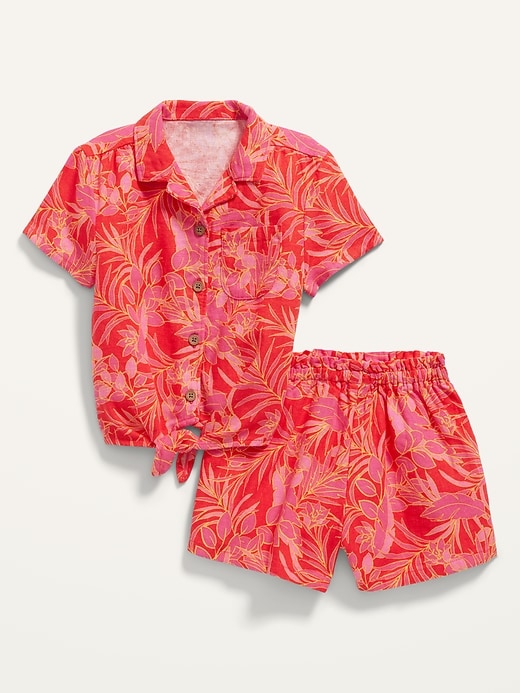 Tie-Front Linen-Blend Top and Shorts Set for Toddler Girls | Old Navy