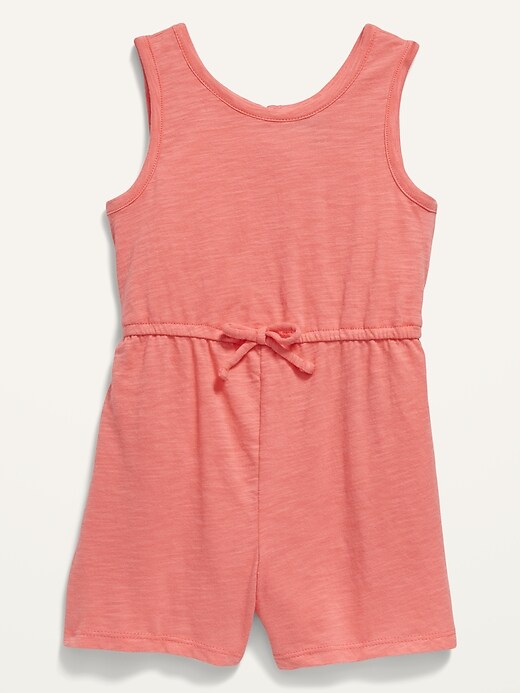 View large product image 1 of 2. Sleeveless Solid Slub-Knit Romper for Toddler Girls
