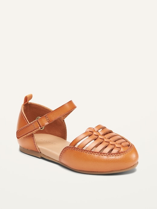 View large product image 1 of 4. Faux-Leather Huarache D'Orsay Flats for Toddler Girls