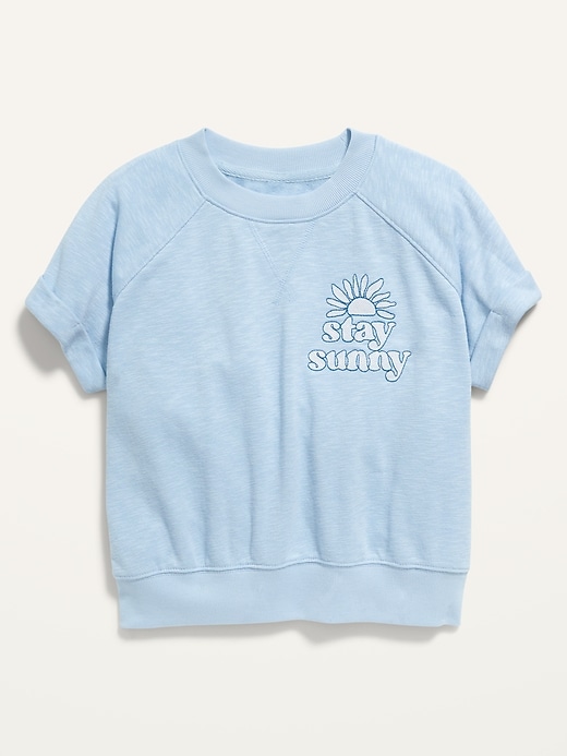 Old Navy Short-Sleeve Graphic Crew-Neck Sweatshirt for Girls. 1
