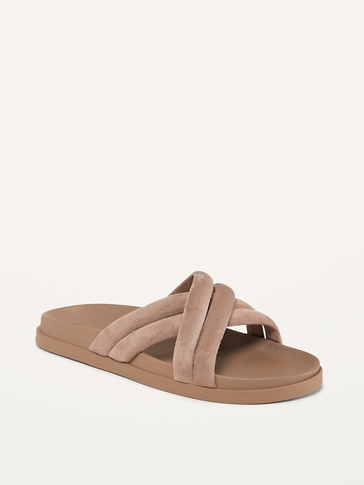 Old Navy Faux-Suede Cross-Strap Slide Sandals for Women. 1