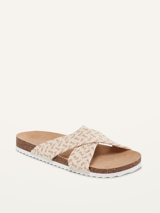 Old Navy Woven-Textured Criss-Cross Slide Sandals for Girls (Partially Plant-Based). 1