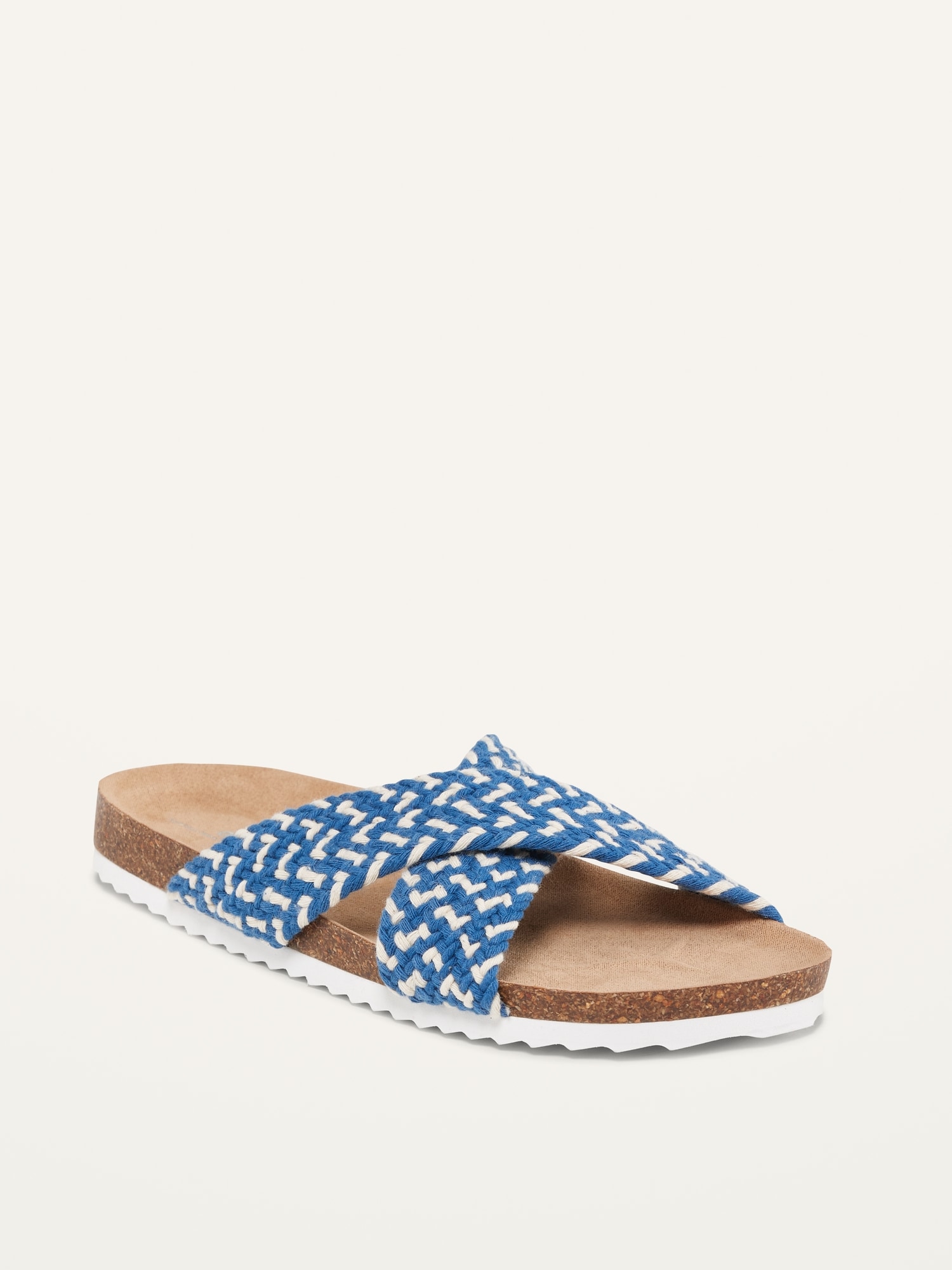 Old Navy Woven-Textured Criss-Cross Slide Sandals for Girls (Partially Plant-Based) blue. 1
