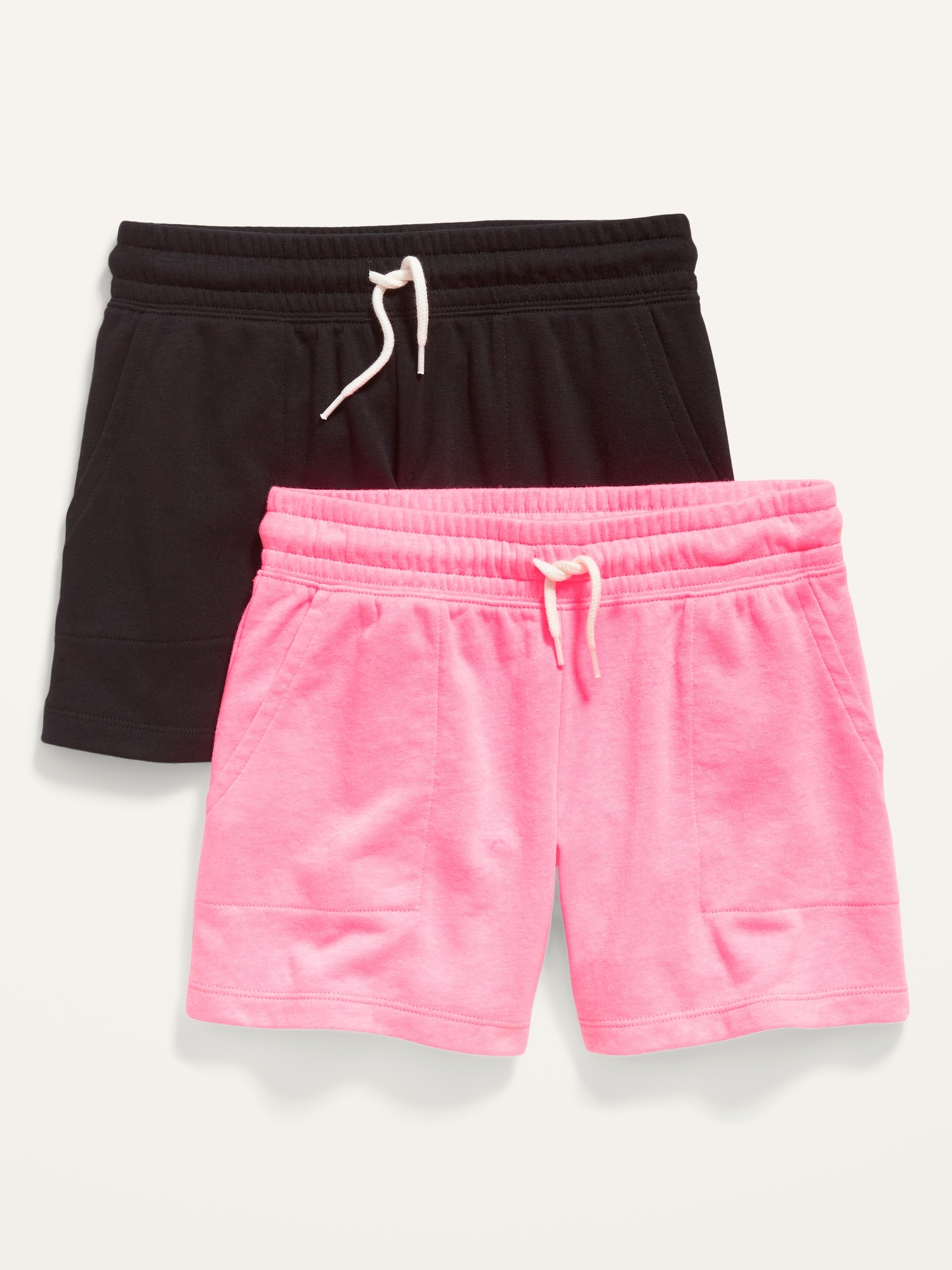 Old Navy Vintage French Terry Drawstring Utility Shorts 2-Pack for Girls pink. 1