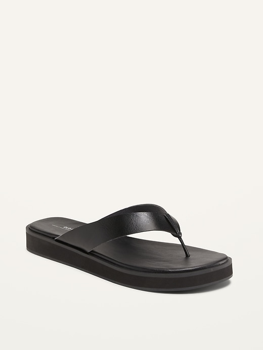 Image number 1 showing, Faux-Leather Flip-Flop Sandals