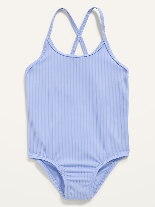 View large product image 1 of 2. Solid Rib-Knit One-Piece Swimsuit for Toddler Girls