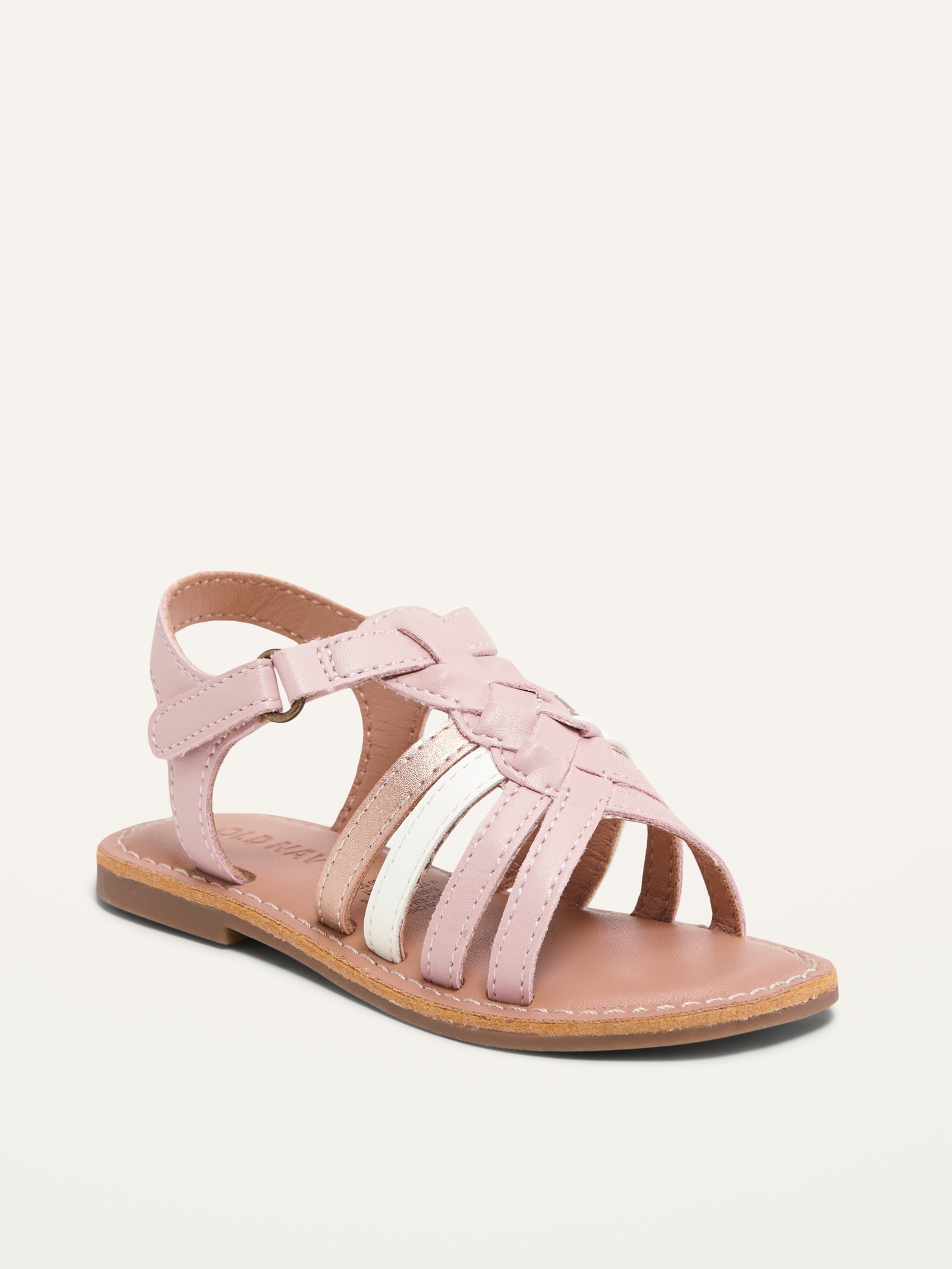 Old Navy Faux-Leather Braided Sandals for Toddler Girls pink. 1