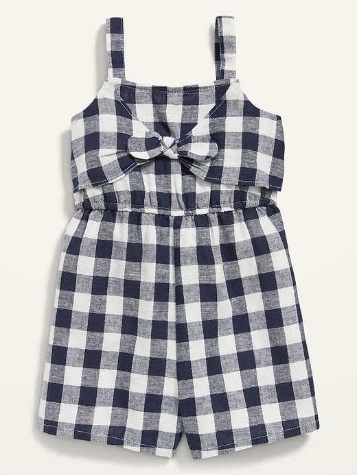 Old Navy Sleeveless Tie-Front Gingham Romper for Toddler Girls. 1