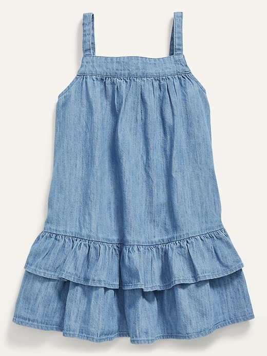 View large product image 1 of 2. Sleeveless Chambray All-Day Swing Dress for Toddler Girls