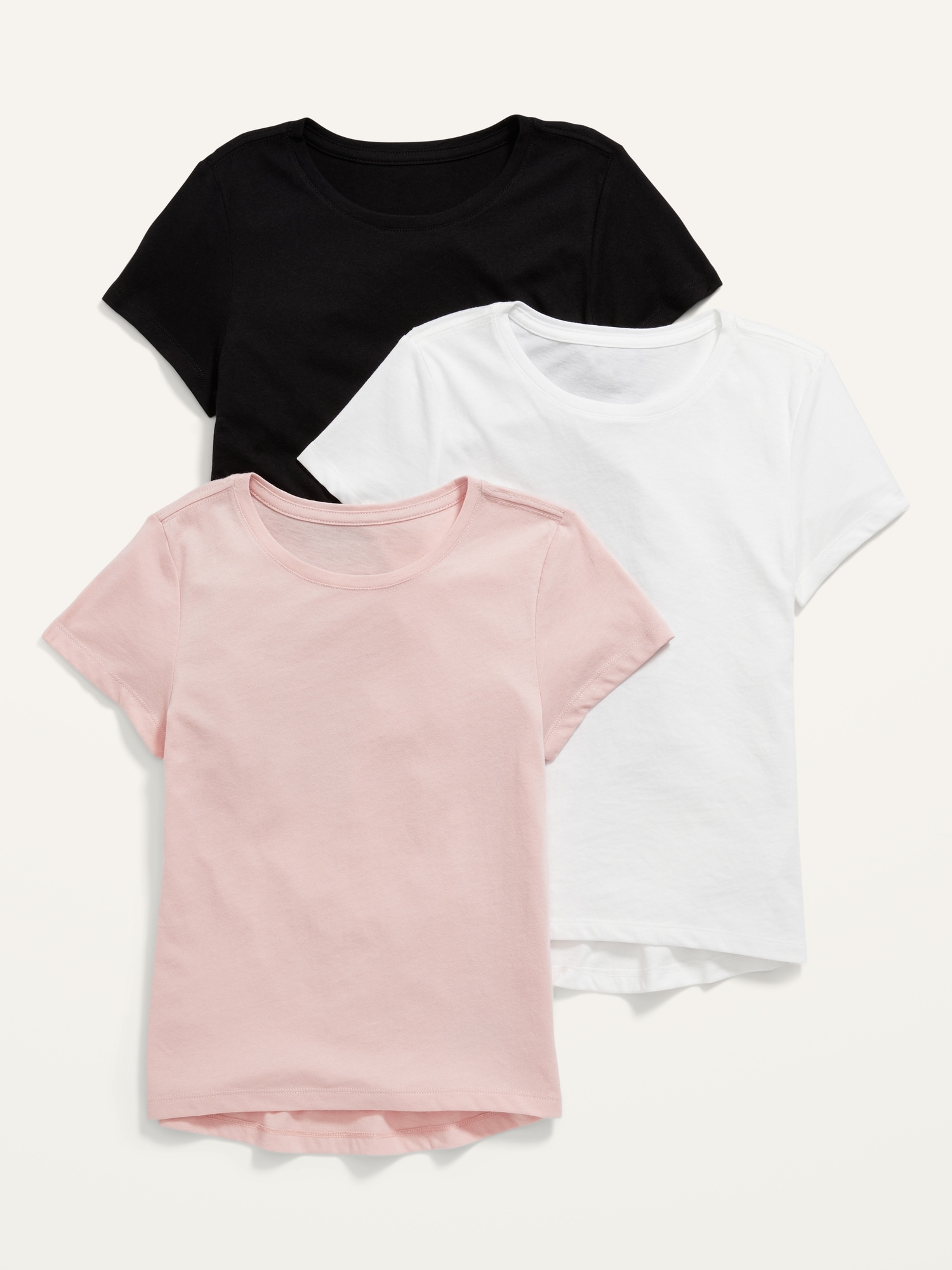 Softest Short-Sleeve Solid T-Shirt 3-Pack for Girls Hot Deal
